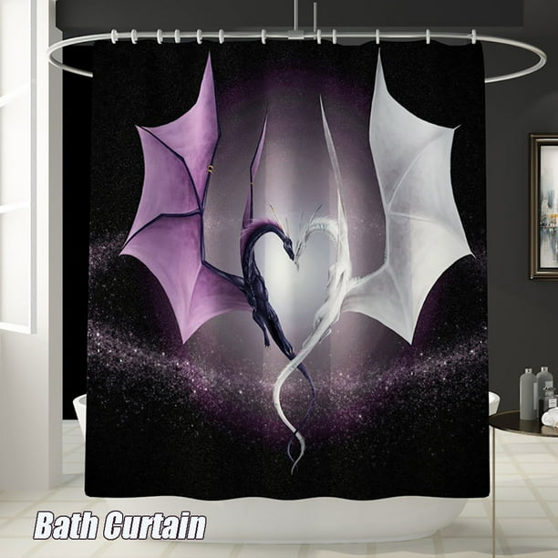 Animated Dragon Print Bathroom Shower Curtain Non Slip Toilet Cover Rugs Mat Set Animated Dragon Print Bathroom Shower Curtain Non Slip Toilet Cover Rugs Mat Set